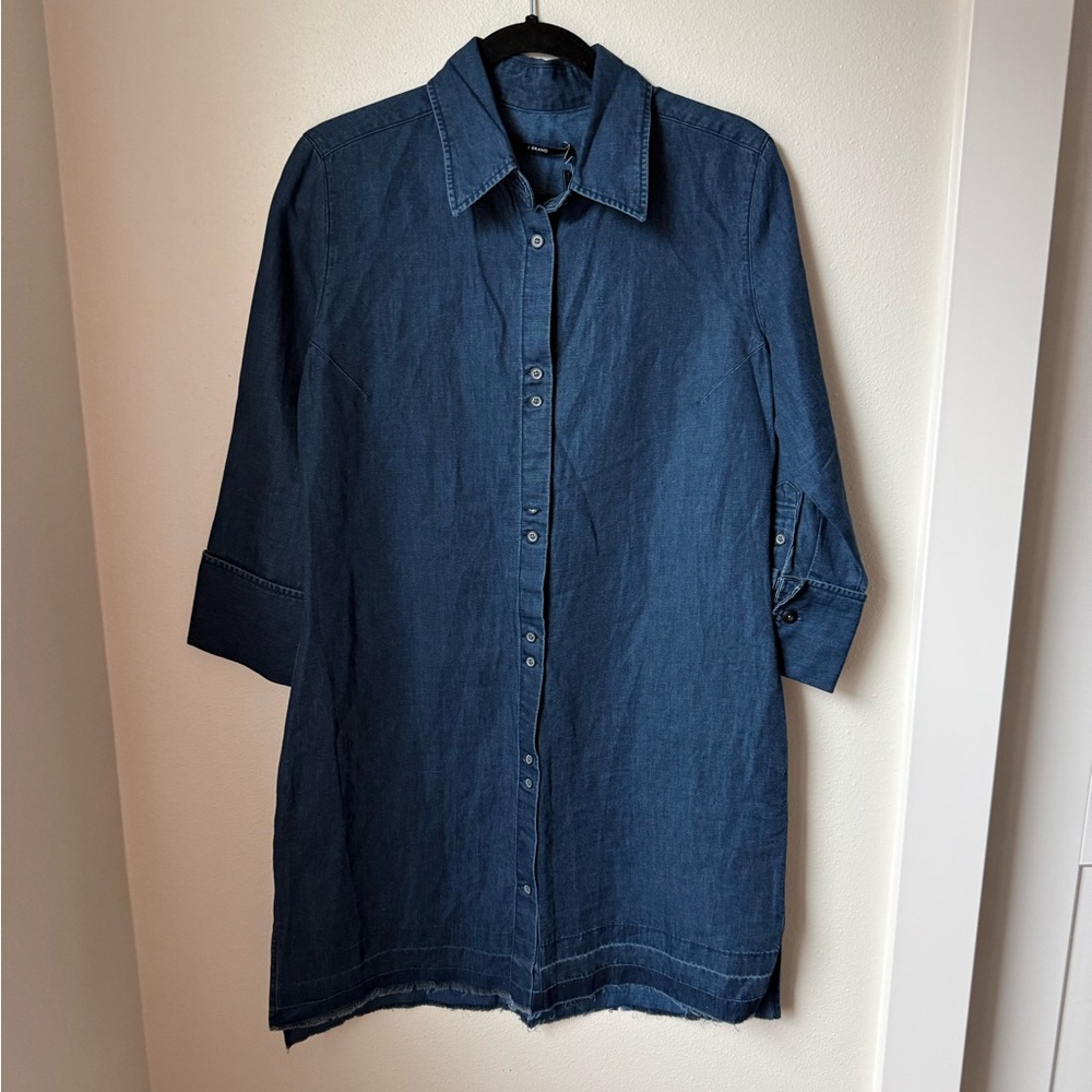 J Brand Indigo Denim Long Button-Down dress